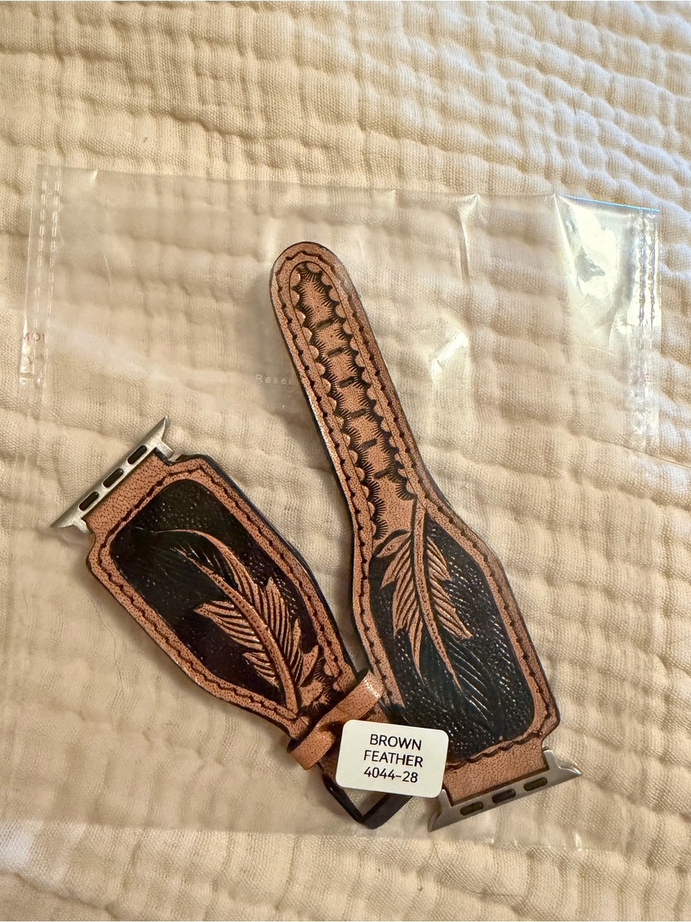 Ariat Brown Tooled Feather Leather Apple Watch Band